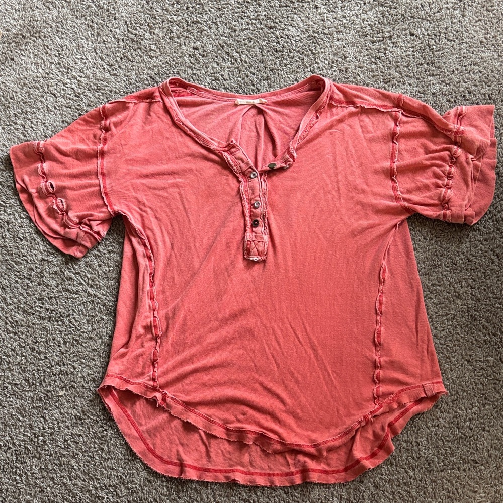 We The Free Coral Button-Down Shirt